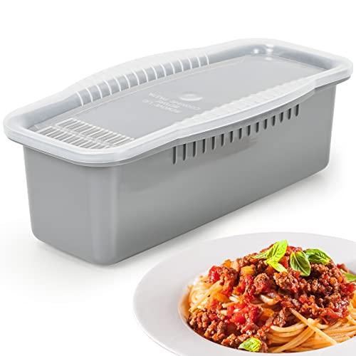 Microwave Pasta Cooker with Strainer Lid- Quick and Easy Cooks 4 Servings Spaghetti Cooker- No Sticking or Waiting For Boil- Perfect Make Pasta Every Time- For Dorm, Kitchen or Office - CookCave