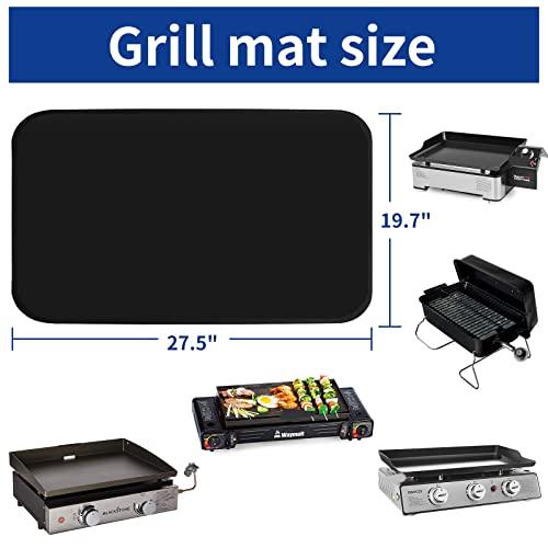Grill Mats, Bbq Mats For Outdoor Charcoal,Double-Sided Fire Resistant Mat,Griddle Mat Fireproof Waterproof Heat Resistant,Protect Your Prep Table And Outdoor Grill Tablek-19.7"X27.5''Black(1MM) - CookCave