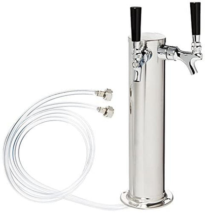 Kegco Dual Tap Tower Kegerator Conversion Kit, None,Chrome - CookCave