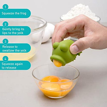 Peleg Design Silicone Egg Separator, Separate Egg Yolk from Egg White, Swallow Release, Yolk Divider Egg Extractor, Kitchen Gadgets Baking Tools (YolkFrog) - CookCave