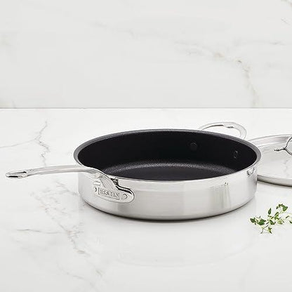 Hestan - ProBond Collection - Professional Clad Stainless Steel TITUM Nonstick Sauté Pan with Lid, Induction Cooktop Compatible, Made without PFOAs (5-Quart) - CookCave