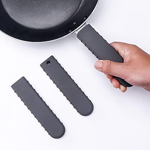 Webake Cast Iron Handle Cover, Silicone Hot Handle Cover Holder Sleeve for Small Cast Iron Skillet Pot Pan Handle Covers 5.4" x 1.15" x 0.5"(3 Pack) - CookCave