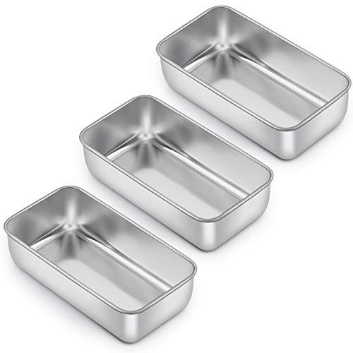 E-far Loaf Pan for Baking Bread, 9 x 5 Inch Stainless Steel Baking Loaf Pans, Metal Bakeware for Bread Meatloaf Cake Brownies, Healthy & Non Toxic, Easy Release & Dishwasher Safe - Set of 3 - CookCave