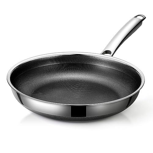 LIGTSPCE Hybrid 10 inch Frying Pans Nonstick,PFOA&PTFE Free Cookware,non stick Stainless Steel Skillets,Dishwasher and Oven Safe, Works on Induction,Ceramic and Gas Cooktops - CookCave