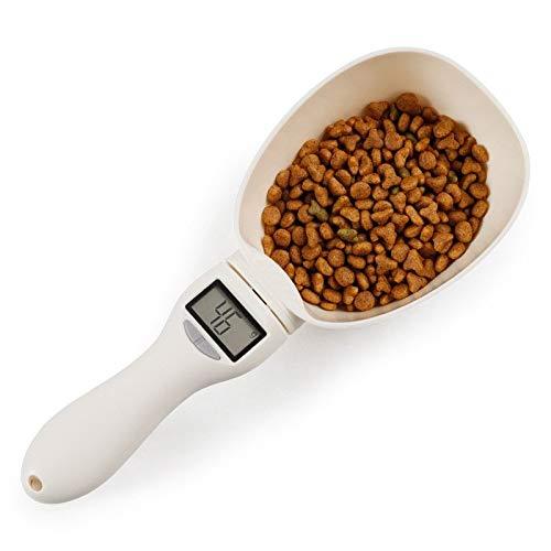 DANGSHUO Dog Food Scale Cup Cat Food Bowl Kitchen Scale Bowl Spoon Measuring Cup Portable LED Display White - CookCave