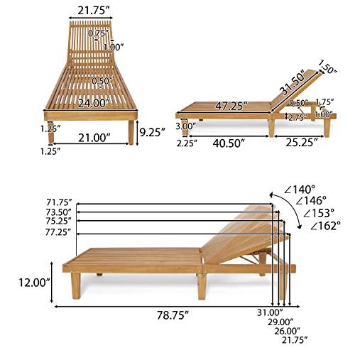 Christopher Knight Home Addisyn Outdoor Wooden Chaise Lounge, Teak Finish - CookCave