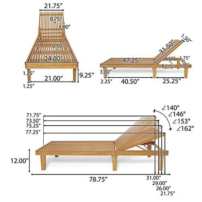 Christopher Knight Home Addisyn Outdoor Wooden Chaise Lounge, Teak Finish - CookCave