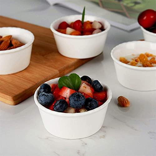 ONTUBE Ceramic Souffle Dishes Set of 6, Porcelain Ramekins Bakeware Set for Ramekin, 4oz (White) - CookCave