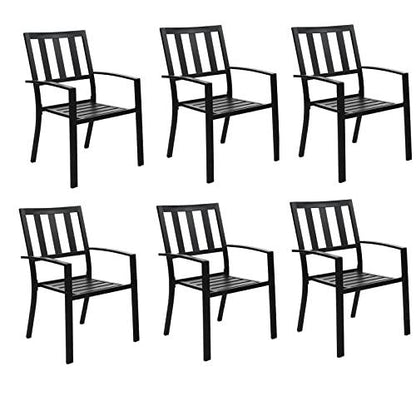 MFSTUDIO 6 Piece Patio Dining Metal Chairs,Outdoor Wrought Iron Seating Stackable Bistro Chairs - Supports 301 LBS,(Black) - CookCave