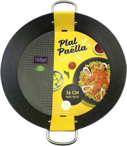 ACTIV CUISINE Paella Pan, 14 Inch Stainless Steel Paella Pan, Non-stick Coating, Seafood and Meat for 6 Servings, Cooking Pan Suitable for All Cooktops Including Induction, 36 CM - CookCave