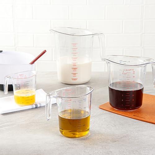 RW Base 1 Quart Measuring Jar, 1 Durable Measuring Beaker - Metric And Imperial Units, V-Shaped Spout, Clear Plastic Measuring Cup, Handle With Thumb-Grip, Tolerates Up To 248F - Restaurantware - CookCave