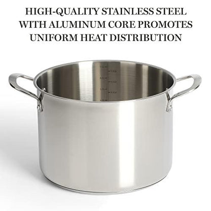 Martha Stewart Castelle 10 Piece 18/8 Stainless Steel Induction Safe Pots and Pans Non-Toxic Cookware Set - CookCave