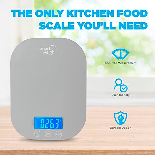 Smart Weigh 11 lb. Digital Kitchen Food Scale, Mechanical Accurate Weight Scale with 5-Unit Modes, Grams and Ounces for Weight Loss,Weighing Ingredients, Dieting, Keto Cooking, Meal Prep and Baking - CookCave