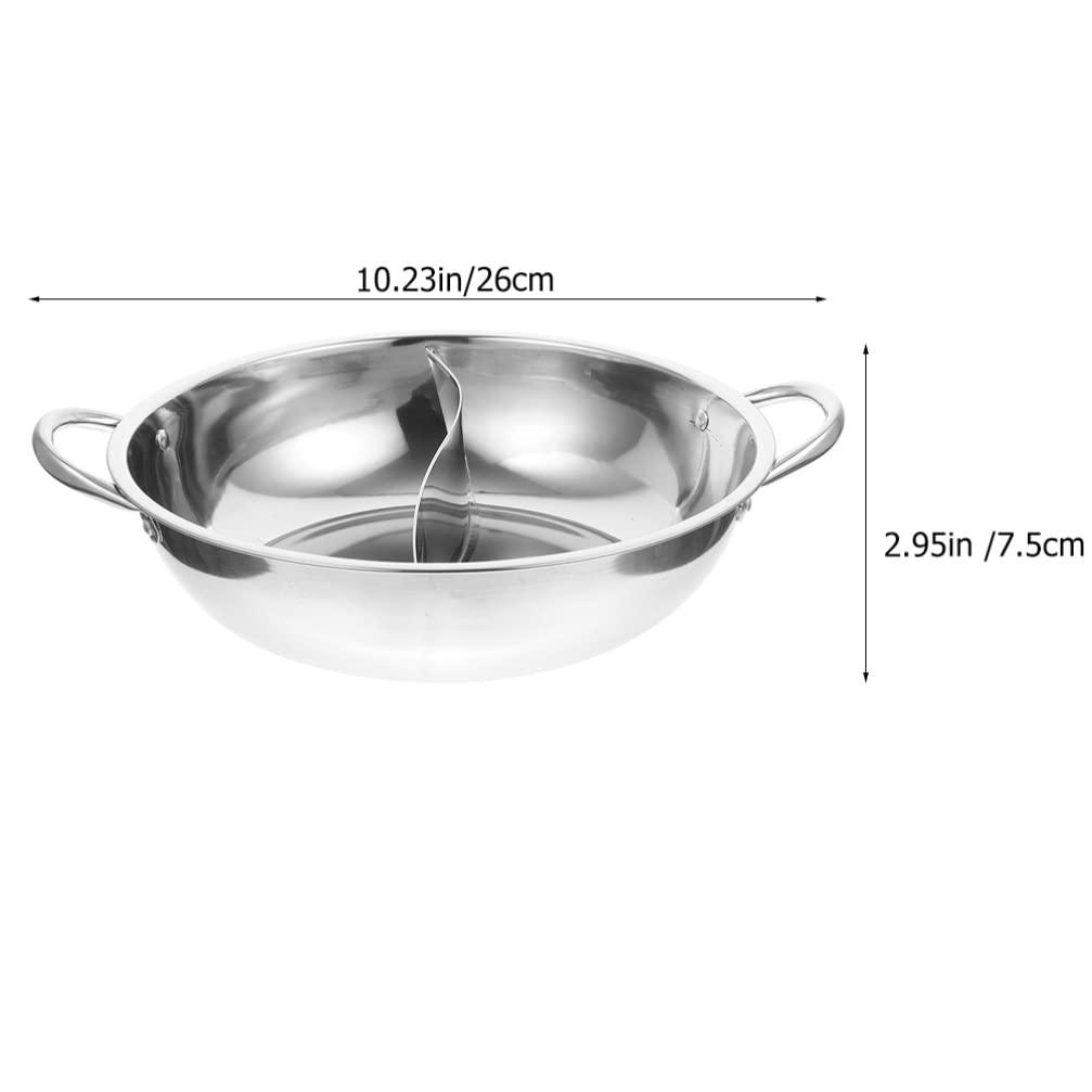 CALLARON Stainless Steel Cookware Two- Flavor Divided Hot Pot Pan 26cm Stainless Steel Shabu Shabu Hot Pot Mandarin Duck Pot Kitchen Soup Cooking Basin Stock Pot Ramen Cooker - CookCave