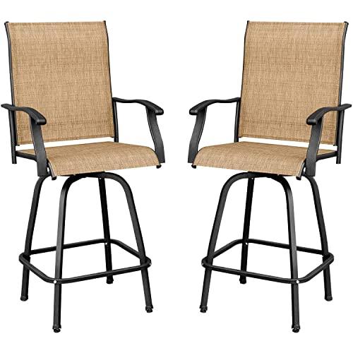 Devoko Patio Bar Stools Set of 2 All-Weather Outdoor Patio Furniture Set Counter Height Tall Patio Swivel Chairs for Bistro, Lawn, Garden, Backyard - CookCave