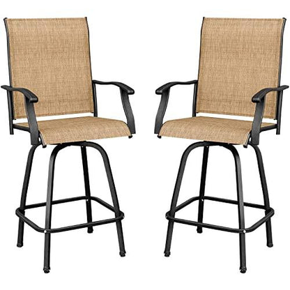 Devoko Patio Bar Stools Set of 2 All-Weather Outdoor Patio Furniture Set Counter Height Tall Patio Swivel Chairs for Bistro, Lawn, Garden, Backyard - CookCave