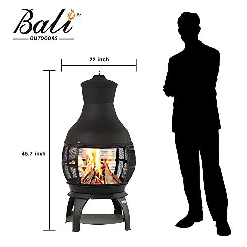 BALI OUTDOORS Fire Pit Round FirePits Outdoor Wood Burning Chimenea Outdoor Fireplace - CookCave