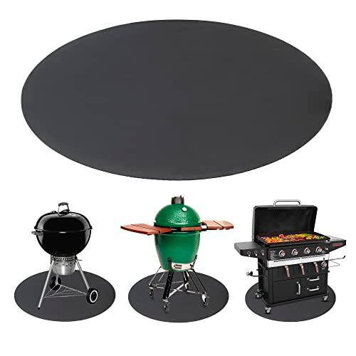 Mister Buddy Mat, 48” Round Rubber BBQ Grill Mat - Under Outdoor Grill Pad to Protect Deck, Patio, and Floors - CookCave