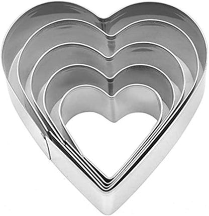 5 Pieces Heart Cookie Cutter Set Valentine’s Day Heart Shapes Stainless Steel Cutters Molds for Anniversary, Bridal, Engagement and Valentine,Wedding,Baking Gifts - CookCave