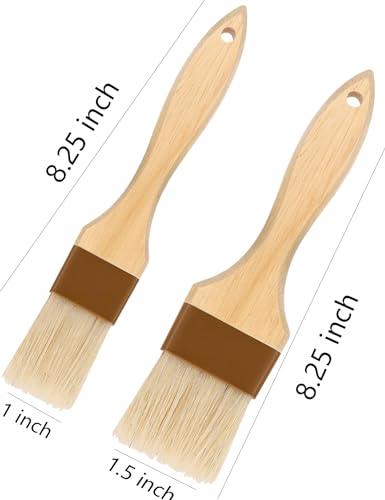 Pastry brush,Basting brush for Cooking,Natural Bristle BBQ Brush for Oil & Sauce,Wooden Handle Food Brush for Baking,Easy Clean Butter Brush,Durable Kitchen Culinary Utensil (1", 1 1/2 Inch,3 Pack) - CookCave