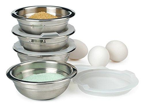 RSVP International 8 Piece Stainless Steel Prep Bowls Set with Lids, Model Number: (PREP-8) - CookCave