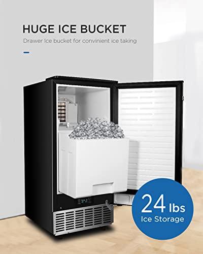 ADT Under Counter Ice Maker 80lbs/ 24H Daily Built-in Ice Machine with Drain Pump 24H Timer Self-Cleaning, Freestanding Ice Cube Machine for Commercial and Home Use - CookCave