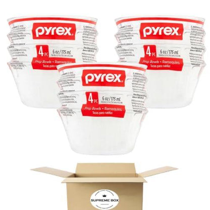 Pyrex Glass Bakeware Custard Cups 6 oz (Set of 12) with Supreme Box Safe Packaging - CookCave