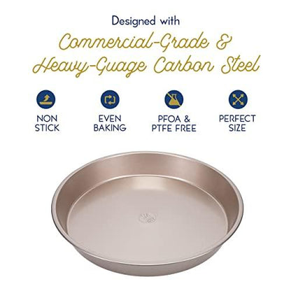 Ultra Cuisine 2 Piece Stone Deep Dish Pizza Pan Tortilla Pan - Detroit Style Pizza Pans - Carbon Steel Pizza Baking Pan - Cast Iron Pizza Pans Replacement - 12.7” x 1.5” Round Pizza Pans - CookCave