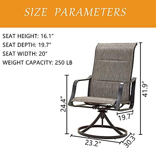 LOKATSE HOME Outdoor Patio Dining Chair Swivel Sling Rocker Set with Steel Metal Frame (Set of 2), Grey - CookCave