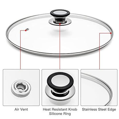 Tempered Glass Lid with Heat Resistant Handle,10.5"/26cm, Clear - CookCave