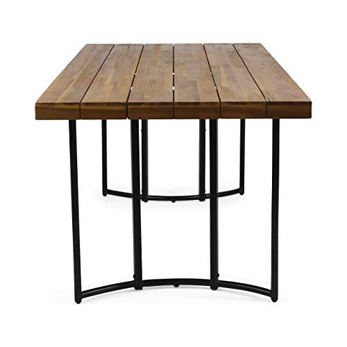 Christopher Knight Home Samuel Outdoor Modern Industrial Acacia Wood Dining Table, Teak and Black - CookCave