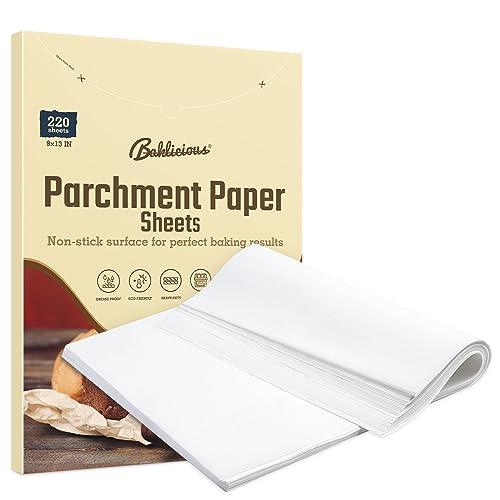 220 Pcs 9x13 In Parchment Paper Sheets, Baklicious Pre-Cut Non-Stick Parchment Baking Paper for Air Fryer, Oven, Bakeware, Steaming, Cooking Bread, Cupcake, Meat, Cookies - CookCave