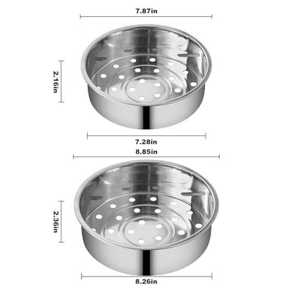 2Pcs Stainless Steel Metal Basket Round Steam Holder Tray Rack Stand Food Grade Steamer Steam Basket for Rice Cooker Warmer Kitchen Cookware for Vegetable, Fish, Meat - CookCave