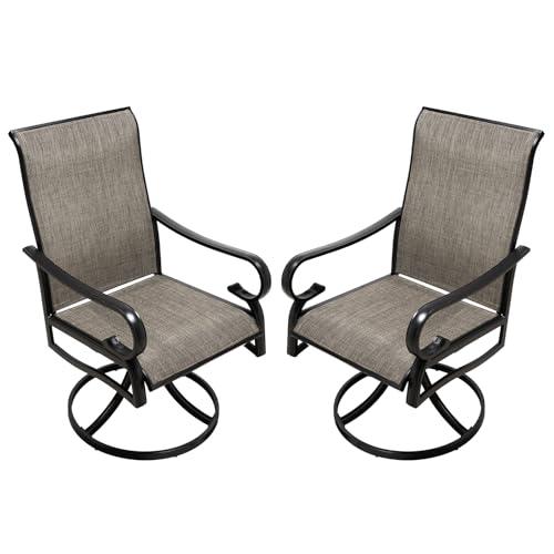 bigget Patio Dining Swivel Rocking Chairs Set of 2 Outdoor High Back 360 Rotation Rocker Chairs Textilene for Dinner Room Garden Back Yard Front Porch Deck Bistro Outside - CookCave