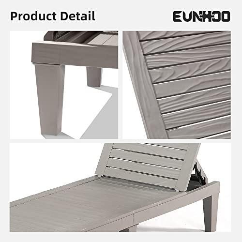 EUNHOO Outdoor Chaise Lounge Set of 2, Adjustable Pool Lounge Chair with 5 Positions Backrest, Waterproof Sun Loungers for Garden Pool Beach Patio Deck Sunbathing - CookCave