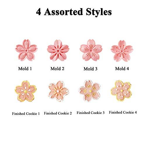 HAGBOU Cookie Press, 4 Styles Cookie Stamps Cherry Blossom Cookie Cutters Mold for Flower Cookies Pastry Accessories (Pink) - CookCave