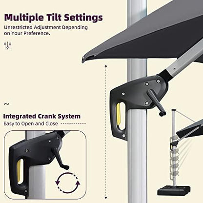 PURPLE LEAF 9' X 12' Patio Umbrella Outdoor Rectangle Umbrella Large Cantilever Umbrella Windproof Offset Umbrella Heavy Duty Sun Umbrella for Garden Deck Pool Patio, Grey - CookCave