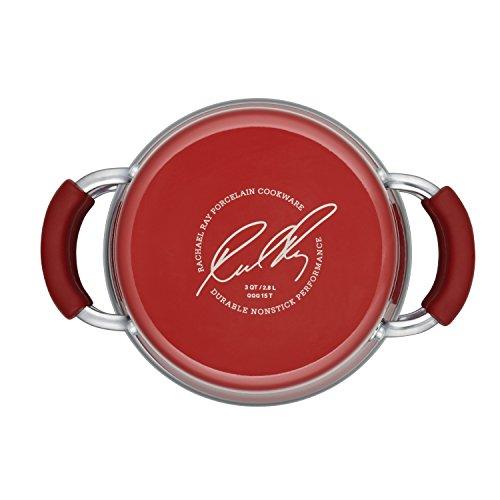 Rachael Ray Cucina Nonstick Sauce Pot/Saucepot with Steamer Insert and Lid, 3 Quart, Cranberry Red - CookCave