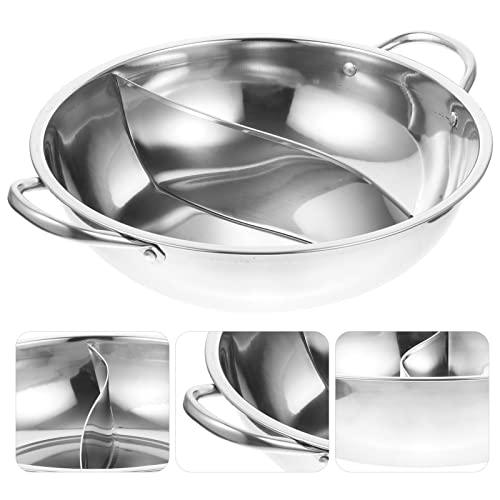 CALLARON Shabu Shabu Yuanyang Hot Pot 28CM Stainless Steel Hot Pot Divided Hot Pot For Electric Induction Cooktop Gas Stove - CookCave