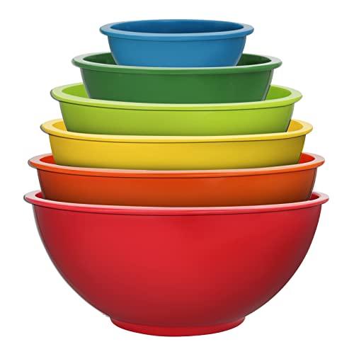 ATRDTO Classic Mixing Bowl Set, BPA Free Plastic, Microwave and Dishwasher Safe,Ideal for Baking, Prepping, Cooking and Serving Food (Set of 6) - CookCave
