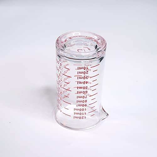 Ackers Shot Glass Measuring Cup 4 Ounce/120ML Liquid Heavy High Espresso Glass Cup Red Line，V-Shaped Spout - CookCave