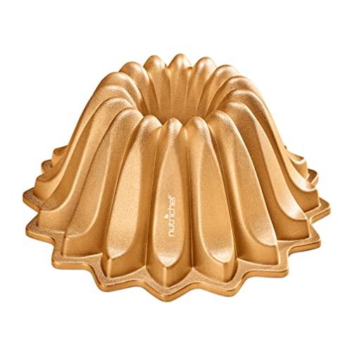 NutriChef Spring Water Fluted Bundt Cake Pan, Extra Thick and Non Stick Aluminum Bakeware with 2 Layers of Non Stick Coating for Easier Release, Uniform Baking and Browning - CookCave