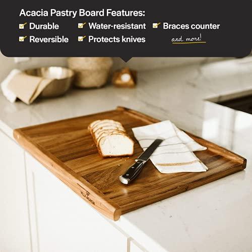 Villa Acacia Reversible Wood Pastry Board and Cutting Board with Lipped Edges, 28 x 22 x 1.5 Inches - CookCave
