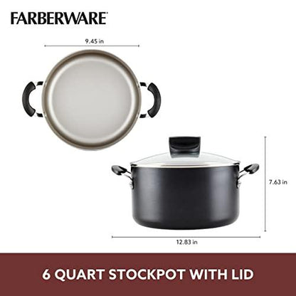 Farberware Smart Control Nonstick Stock Pot/Stockpot with Lid, 6 Quart, Black - CookCave