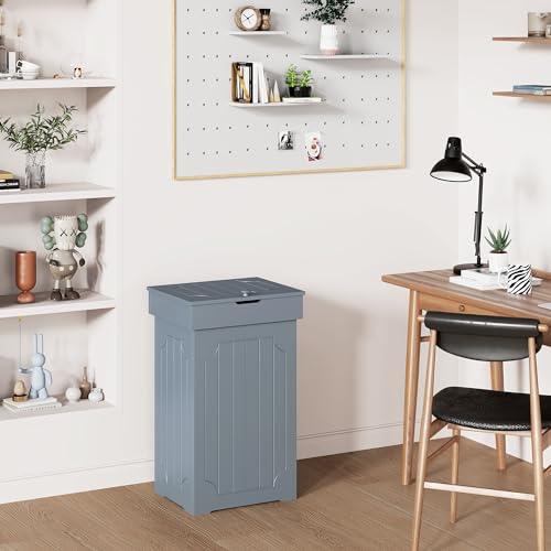 JEROAL Wood Kitchen Trash Can, Trash Can Cabinet, 23 Gallon Large Kitchen Garbage Can with Lid, Dog Proof Trash Can, Recycle Trash Bin for Kitchen, Bathroom Home and Outdoor, Gray - CookCave