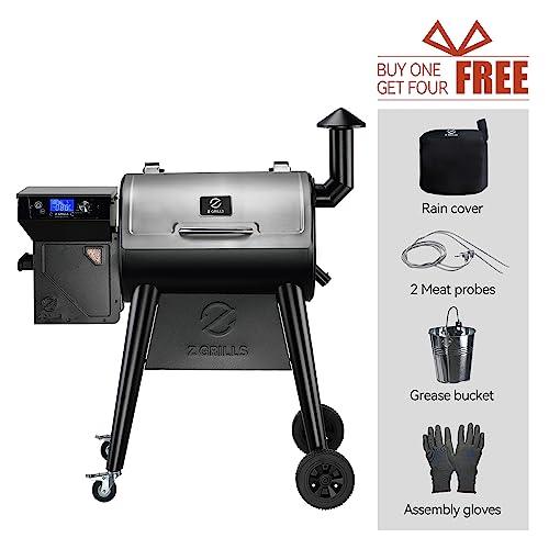 Z GRILLS 2023 Newest Pellet Grill Smoker with PID 2.0 Controller, Meat Probes, Rain Cover, 450E - CookCave