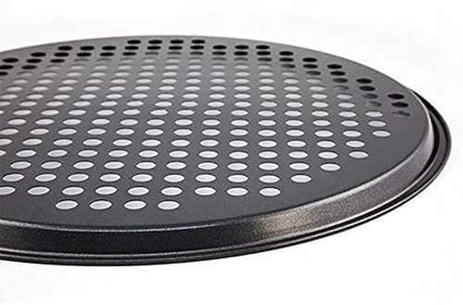 Pizza Pan with holes -Nonstick Carbon Steel Pizza Pan, Pizza pans，Pizza Tray Bakeware Perforated Round For Home Kitchen - PROFESSIONAL CLASS 32.5CM Diameter 12 3/4" INCHES with Fast Crisp Technology - CookCave