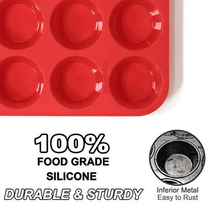 Anaeat Silicone Muffin Pan - 6 Cups Non-Stick Cupcake Molds, Food Grade Silicone Baking Tray for Making Egg Muffin, Cupcake, Quiches, Tart and Desserts, Reusable Muffin Tin Just Pop Out - CookCave