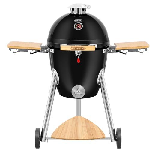 Faokate Heavy Iron Kamado Grill Outdoor Charcoal Grill Portable Barbecue Smoker 18/22-Inch BBQ (18" Wide) - CookCave