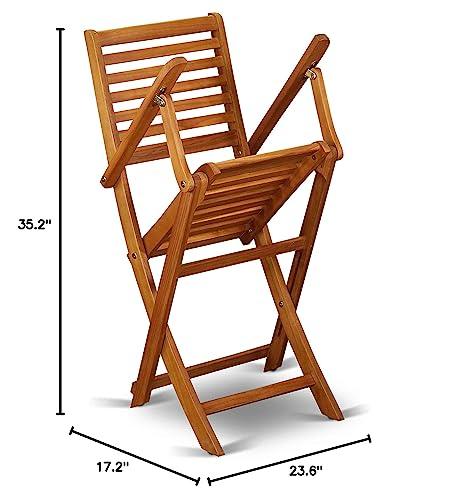 East West Furniture BBSCANA Beasley Folding Patio Dining Chairs with Arm Rest-Acacia Wood, Set of 2, Natural Oil - CookCave